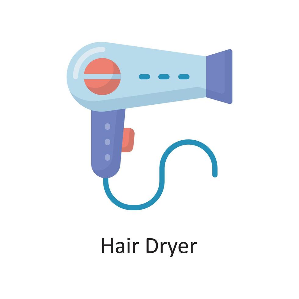 Haartrockner Vektor flache Tline Icon Design Illustration. Housekeeping-Symbol auf weißem Hintergrund Eps 10-Datei