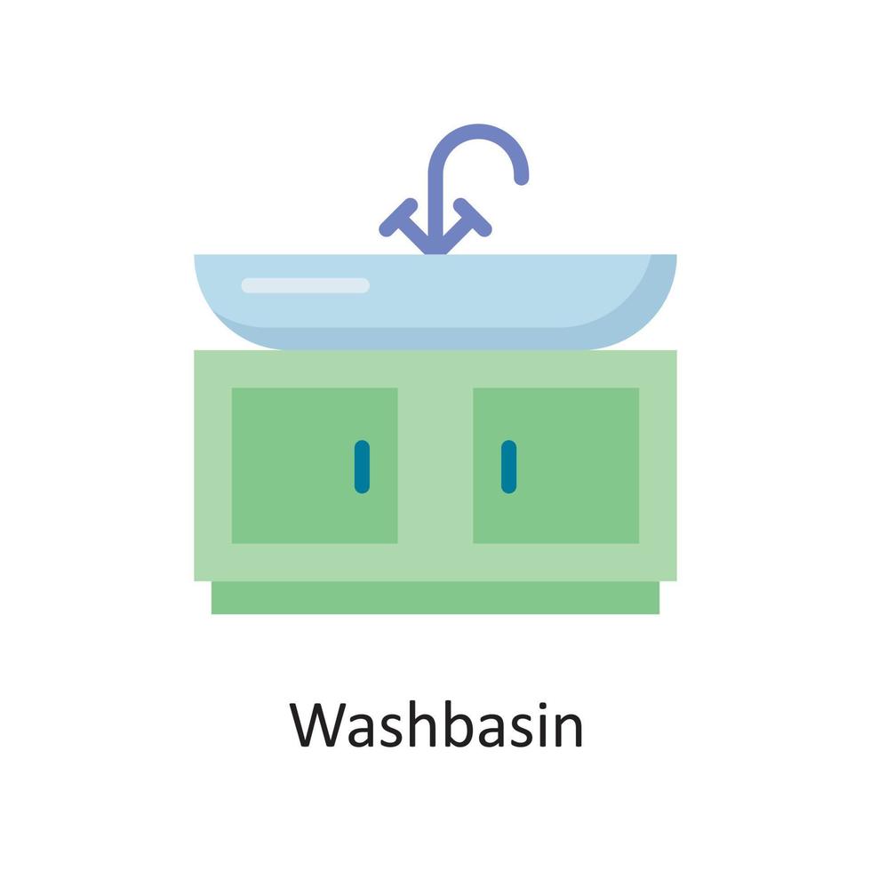 Waschbecken Vektor flache Icon Design Illustration. Housekeeping-Symbol auf weißem Hintergrund Eps 10-Datei