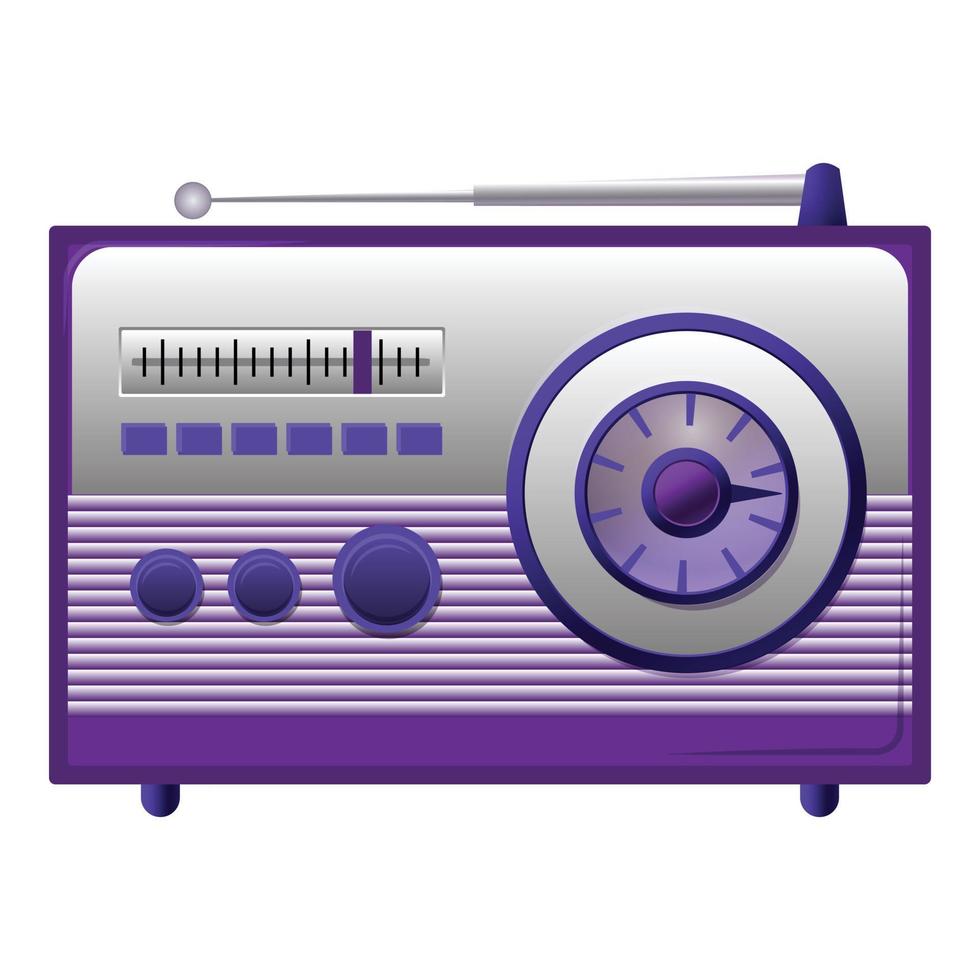 violett fm radio ikon, tecknad serie stil vektor