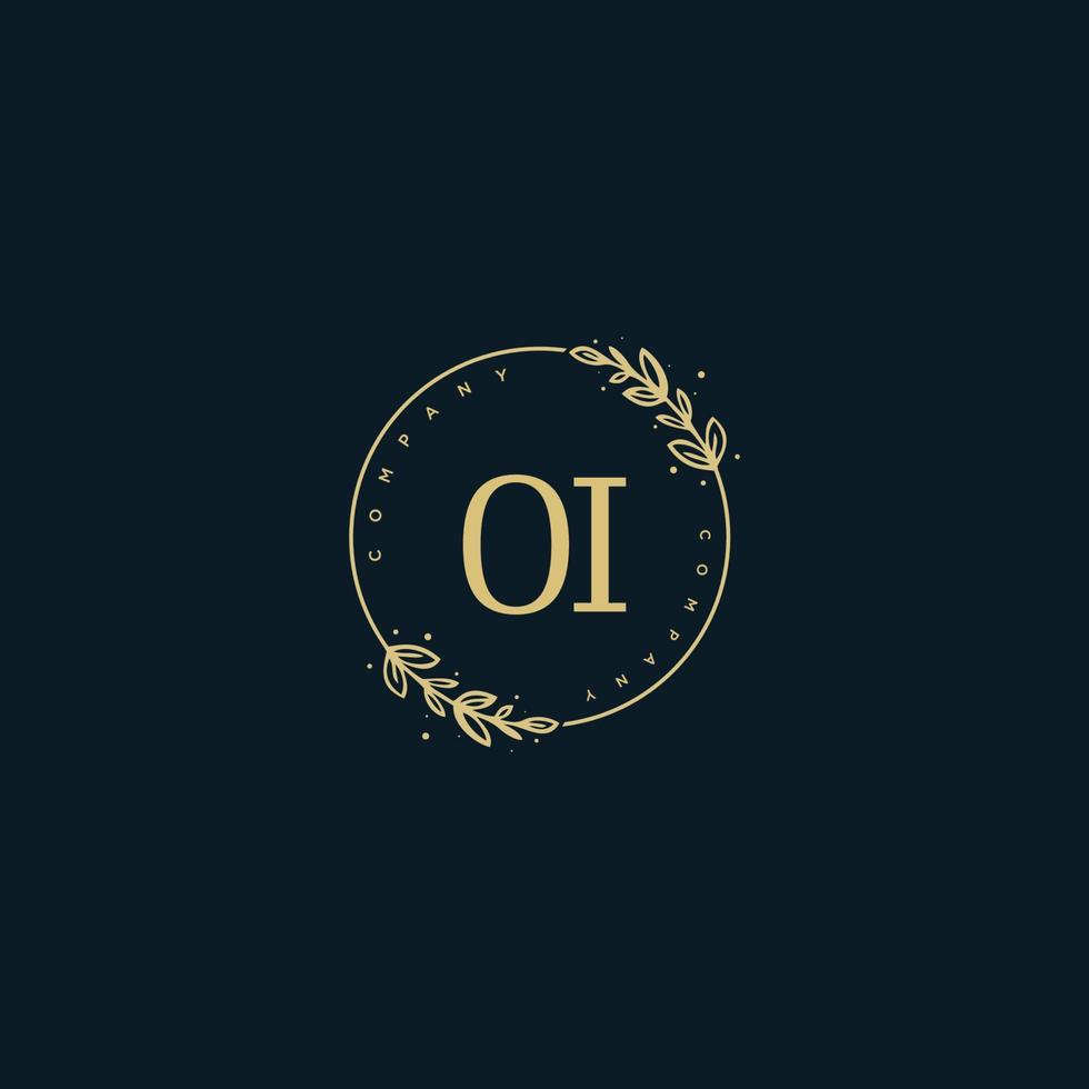 anfängliches oi-schönheitsmonogramm und elegantes logo-design, handschriftlogo der ersten unterschrift, hochzeit, mode, blumen und botanik mit kreativer vorlage. vektor