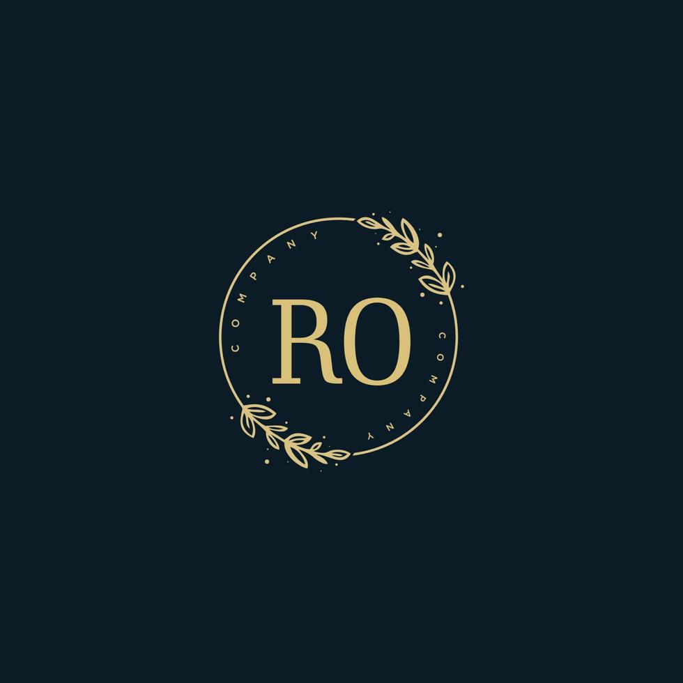 anfängliches ro-schönheitsmonogramm und elegantes logo-design, handschriftliches logo der ersten unterschrift, hochzeit, mode, blumen und botanik mit kreativer vorlage. vektor