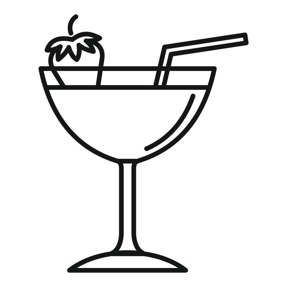 Erdbeer-Cocktail-Symbol, Umrissstil vektor