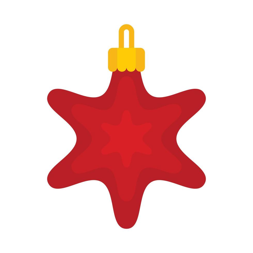 rotes Stern-Weihnachtsspielzeug-Symbol, flacher Stil vektor
