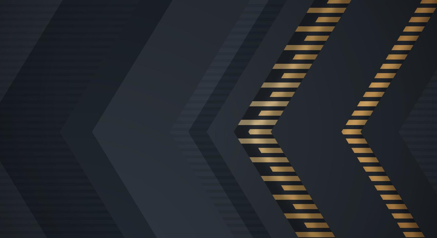 abstrakt mörk Marin svart bakgrund med guld linje pil riktning geometrisk triangel design modern trogen vektor