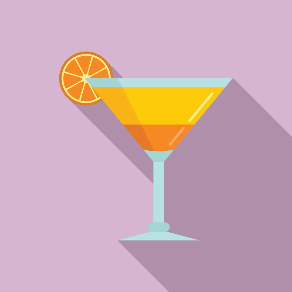 orangefarbenes Cocktail-Symbol, flacher Stil vektor