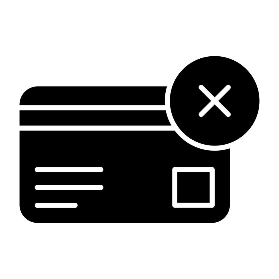 perfekte Design-Ikone der Geldautomatenkarte abgelehnt vektor