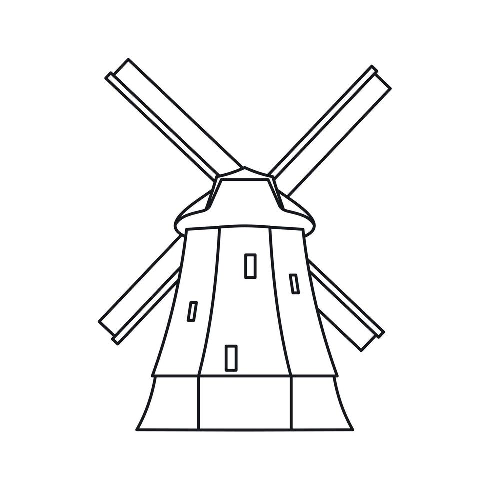 Mühlensymbol, Umrissstil vektor