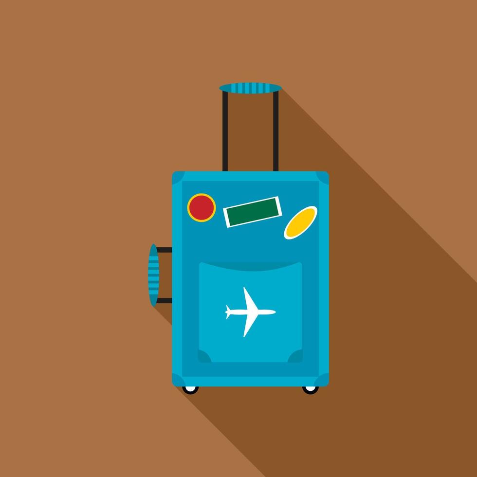 blå resa resväska ikon i platt stil vektor