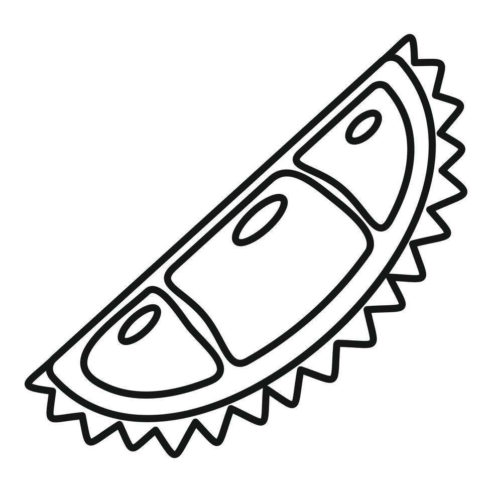 natürliches Öko-Durian-Stück-Symbol, Umrissstil vektor