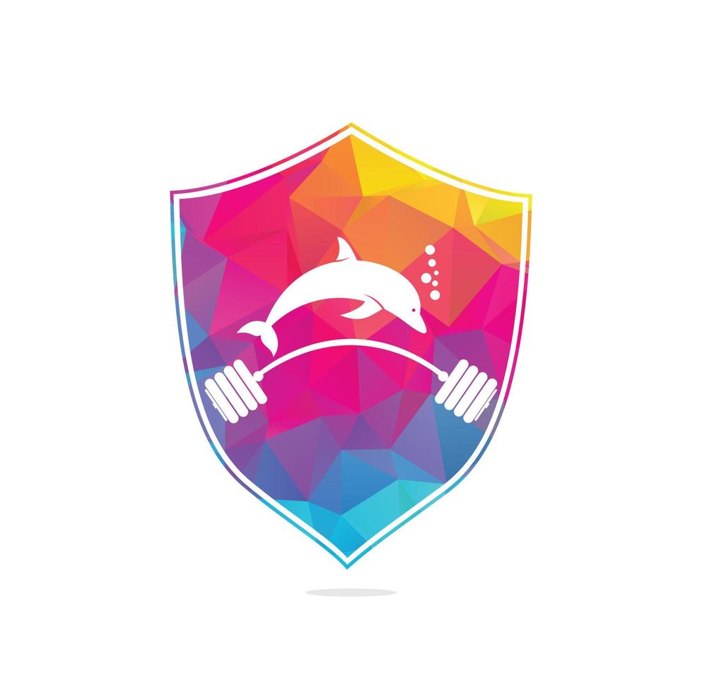 Delphin-Fitness-Logo. Delphin-Gym-Logo. Einfaches Fitness-Logo mit Delphin-Konzept. vektor