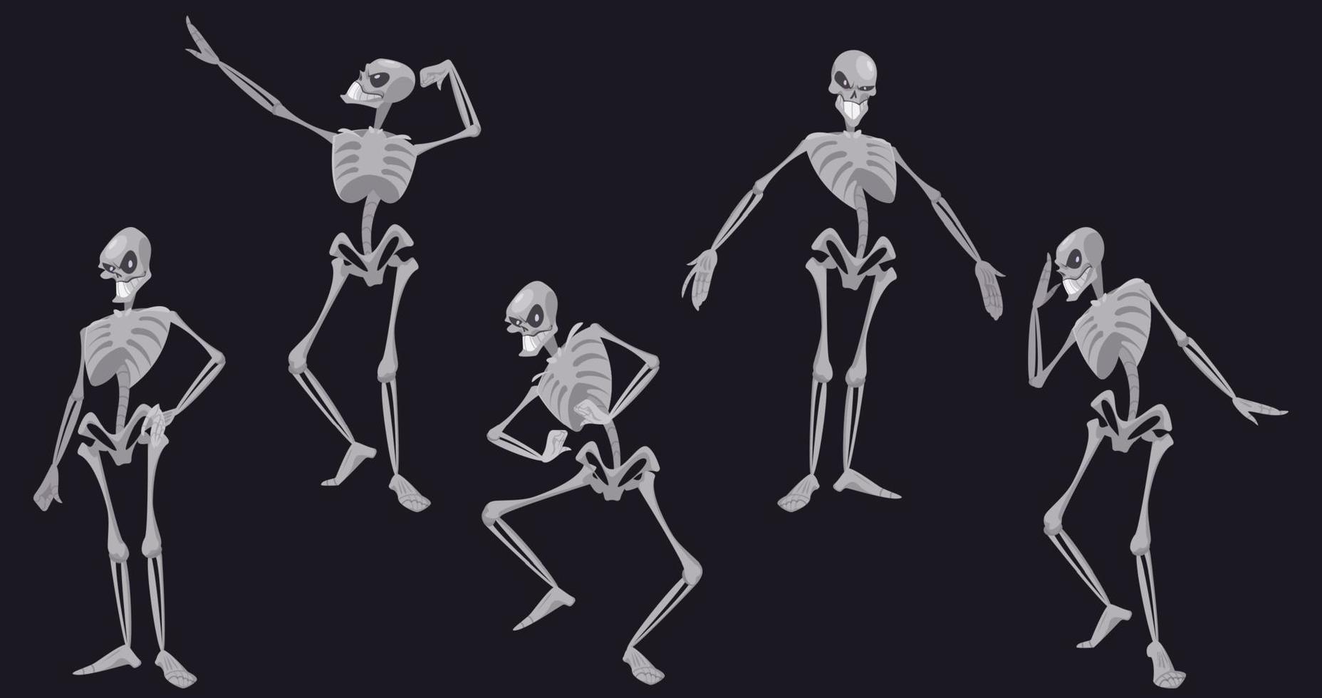 mänsklig skelett karaktär i annorlunda poser vektor