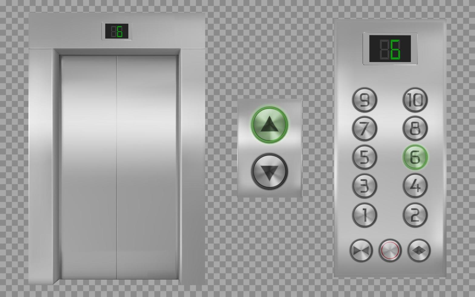 realistisk hiss stuga med stängd dörrar, hiss vektor