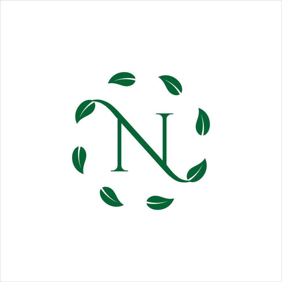 monogram n logotyp enkel natur text vektor