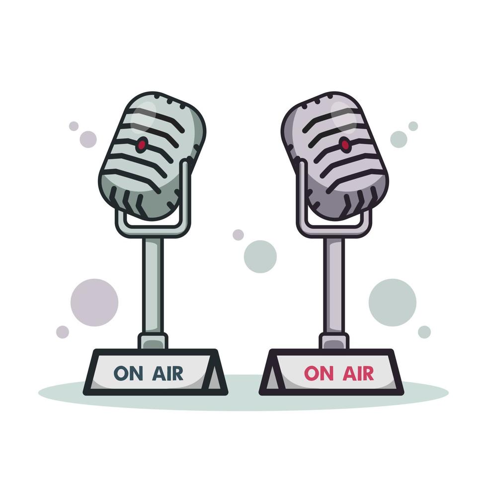 söt illustration tecknad serie podcast mikrofon prata karaktär webb klistermärke ikon maskot logotyp vektor