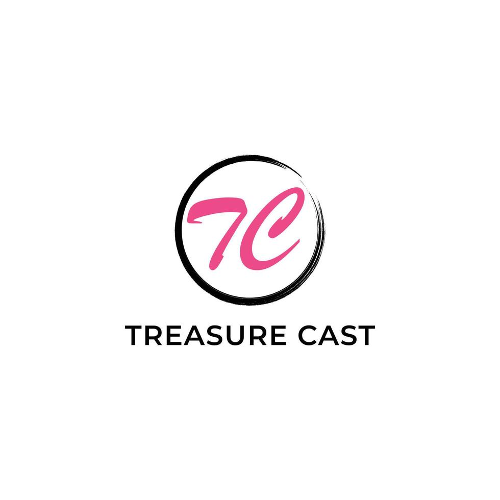 abstrakt första brev tc eller ct logotyp i rosa-svart Färg isolerat i vit bakgrund applicerad för skönhet varumärke logotyp också lämplig för de märken eller företag ha första namn ct eller tc. vektor