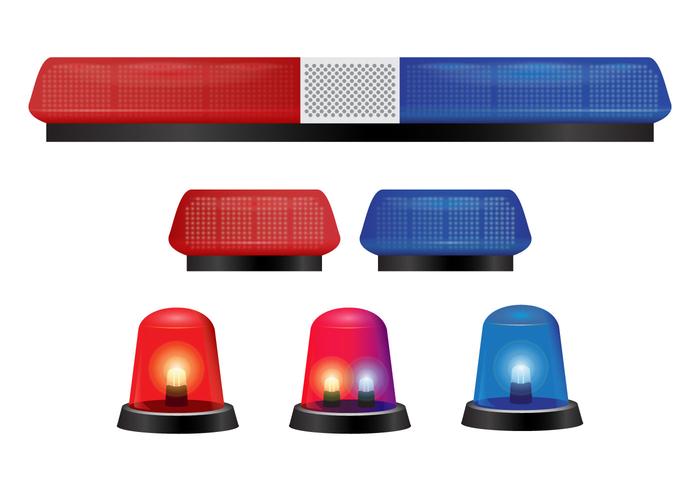 Polizei Sirene Beleuchtung. Leuchtfeuer Blinker, Polizist Auto blinkt Licht  und rot Blau Sicherheit Sirenen Vektor Illustration 24390867 Vektor Kunst  bei Vecteezy