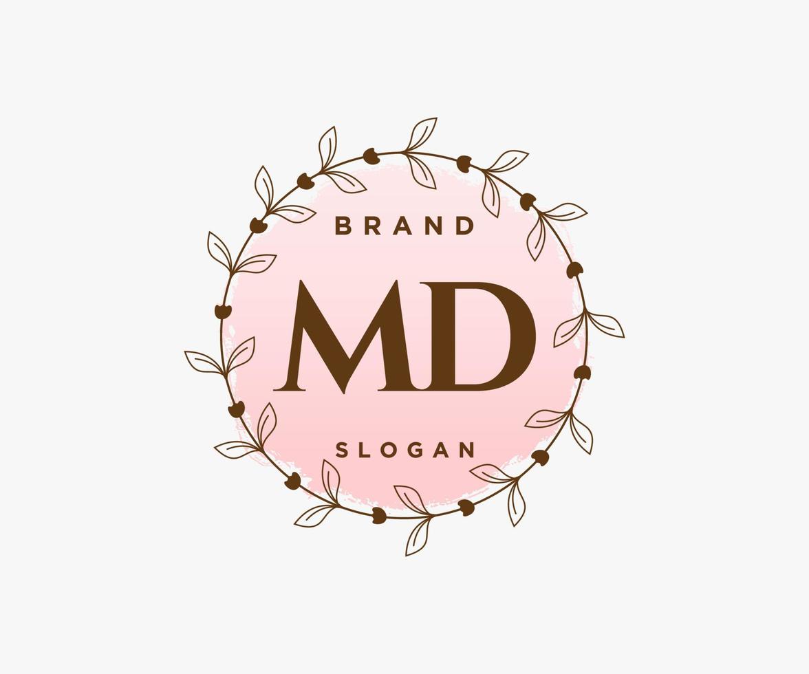 första md feminin logotyp. användbar för natur, salong, spa, kosmetisk och skönhet logotyper. platt vektor logotyp design mall element.