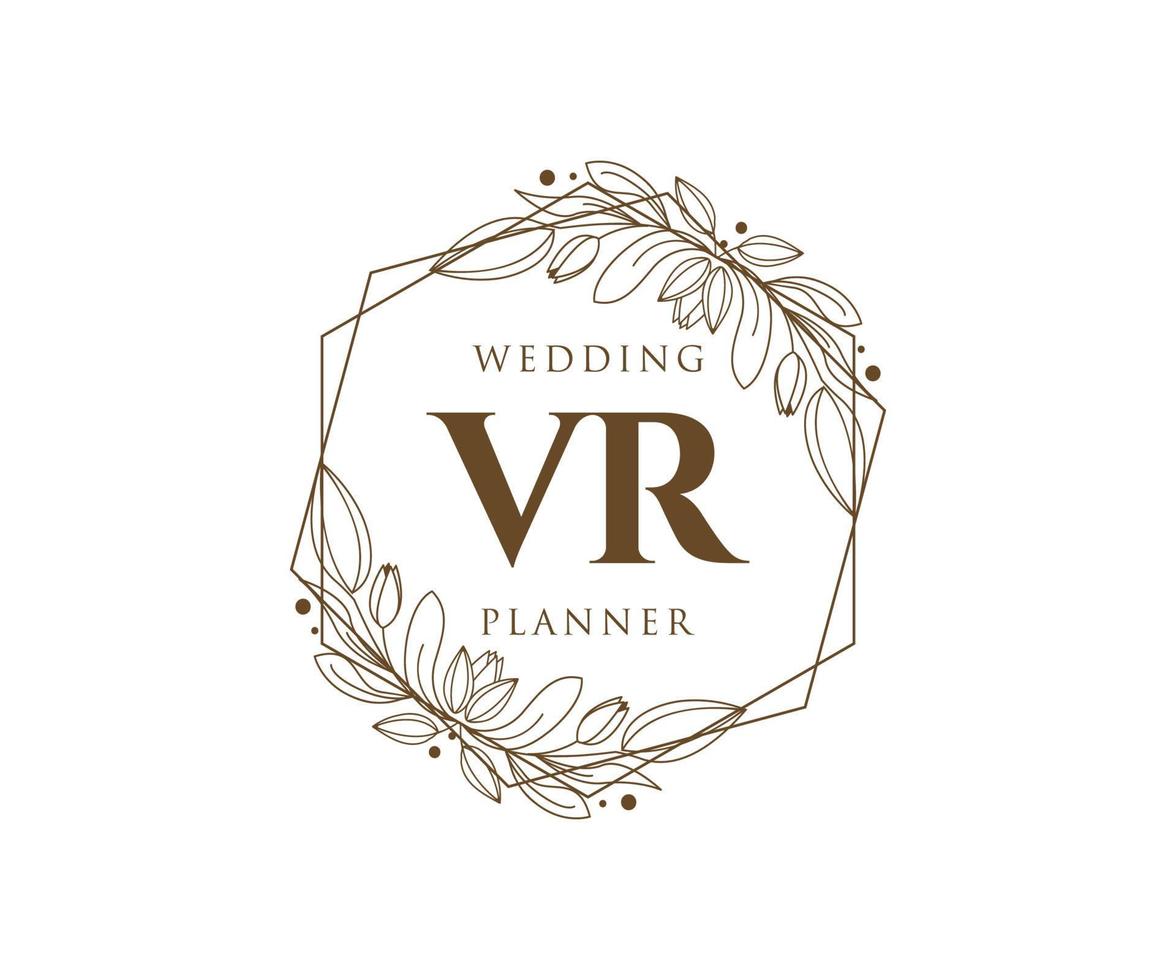 vr initialer brev bröllop monogram logotyper samling, hand dragen modern minimalistisk och blommig mallar för inbjudan kort, spara de datum, elegant identitet för restaurang, boutique, Kafé i vektor