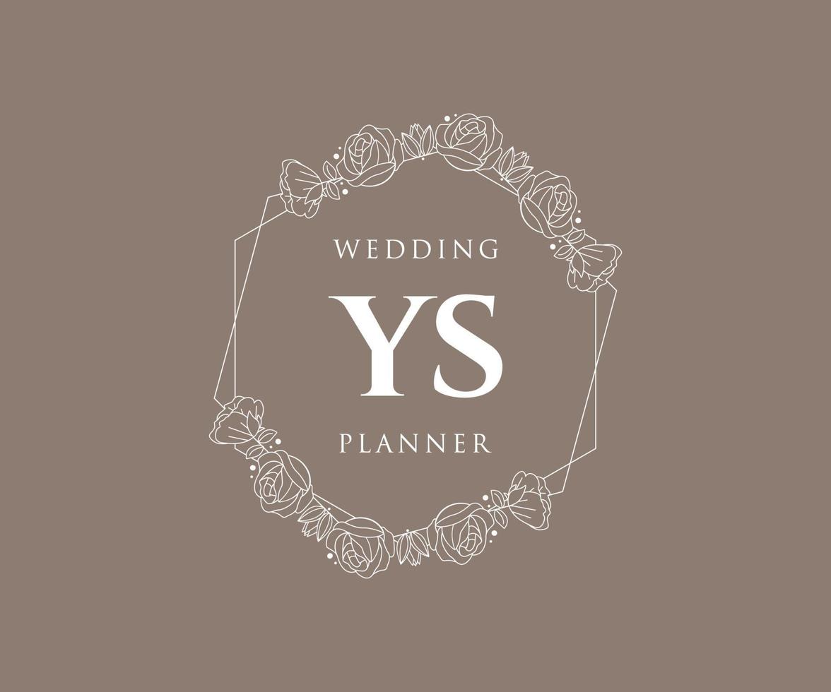 ys initialen brief hochzeitsmonogramm logos sammlung, handgezeichnete moderne minimalistische und florale vorlagen für einladungskarten, save the date, elegante identität für restaurant, boutique, café im vektor