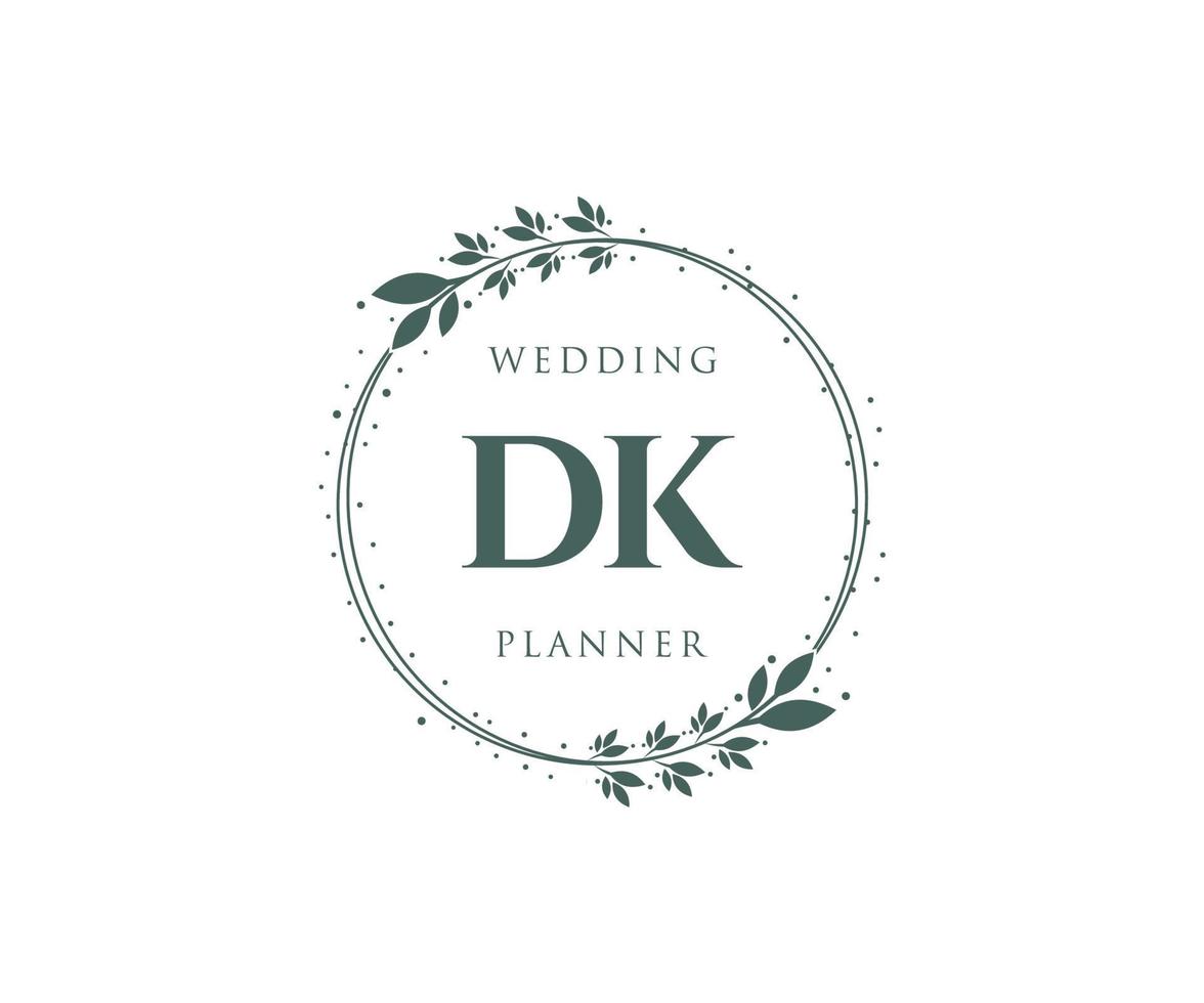 dk initialer brev bröllop monogram logotyper samling, hand dragen modern minimalistisk och blommig mallar för inbjudan kort, spara de datum, elegant identitet för restaurang, boutique, Kafé i vektor