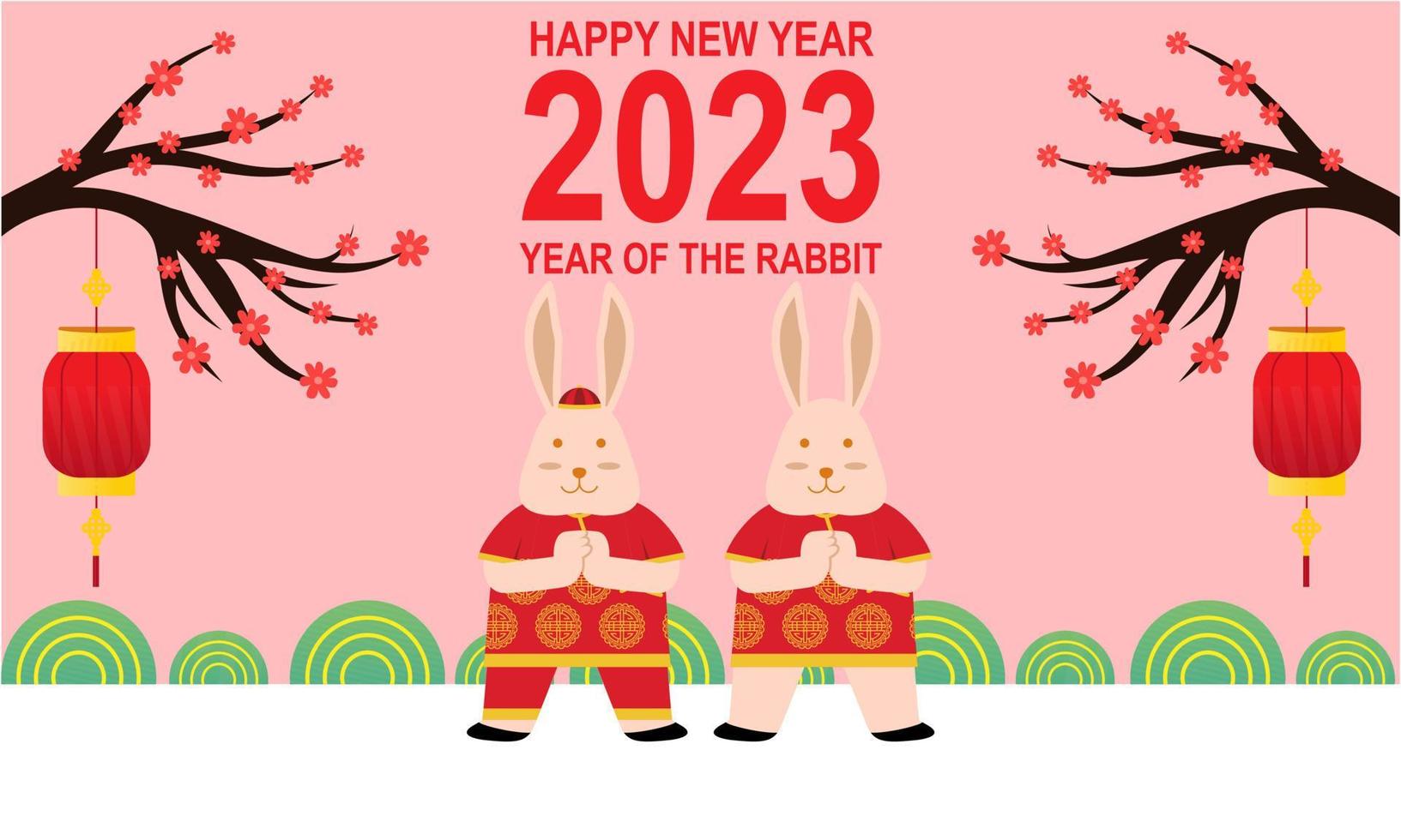 Lycklig kinesisk ny år 2023 år av de kanin zodiaken logotyp bakgrund vektor