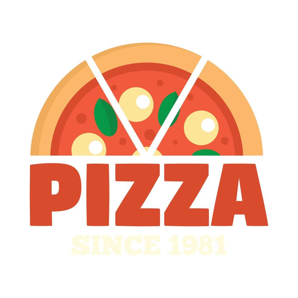 pizza eftersom 1981 logotyp, platt stil vektor