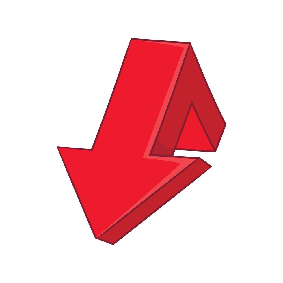 röd bruten pil ikon, tecknad serie stil vektor