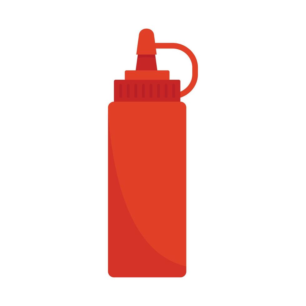 varm hund ketchup flaska ikon, platt stil vektor