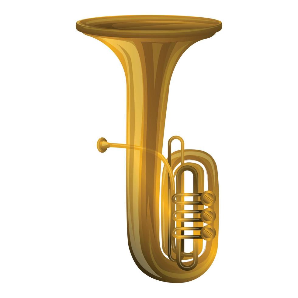 guld trumpet ikon, tecknad serie stil vektor