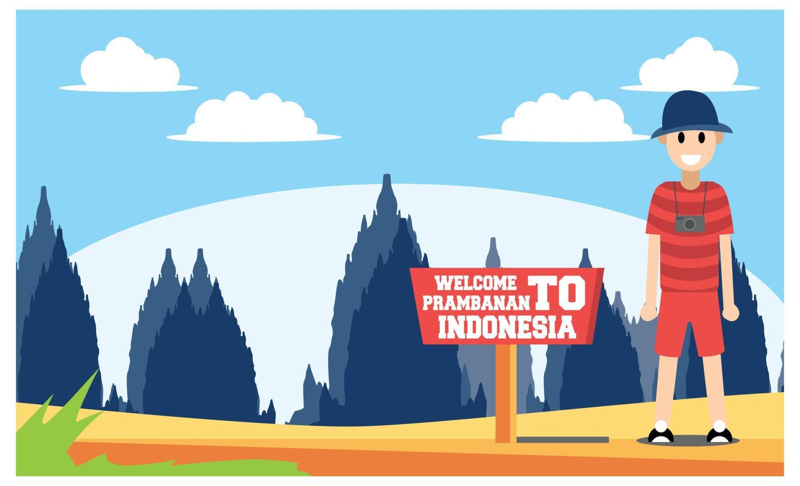 flache illustration erstaunlicher touristenattraktionen in indonesien, vektorisometrische illustration geeignet für diagramme, infografiken und andere grafische elemente vektor