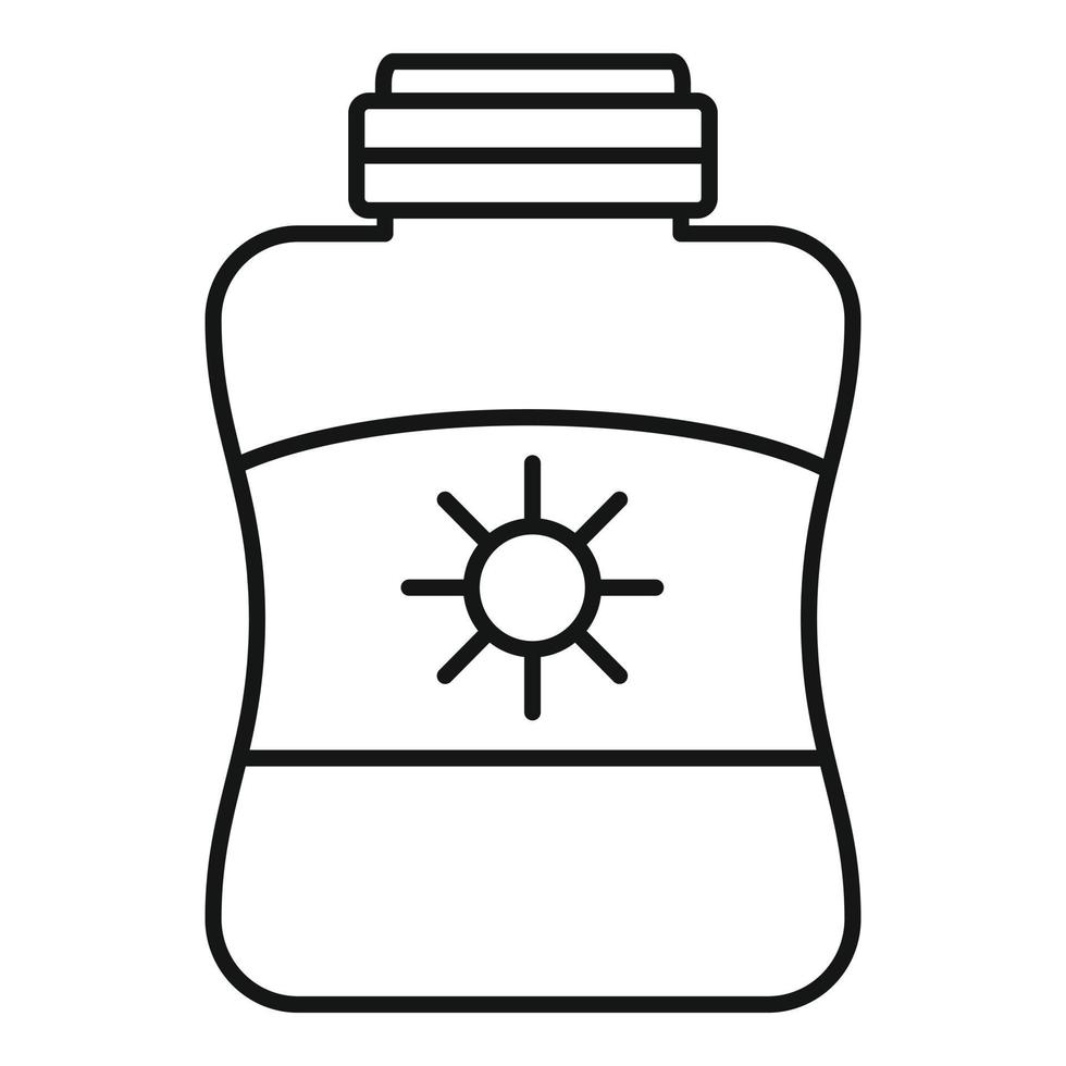 Sol skydd grädde burk ikon, översikt stil vektor