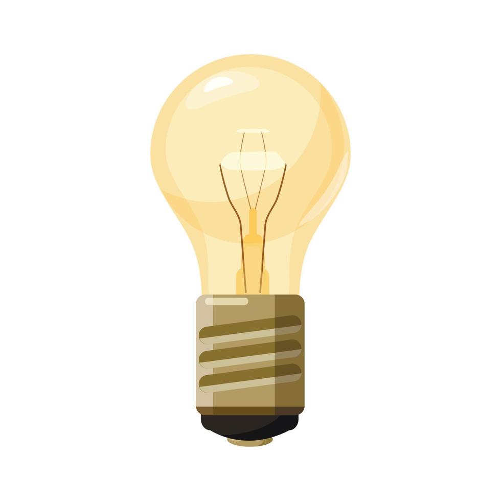 lysande gul ljus Glödlampa ikon, tecknad serie stil vektor