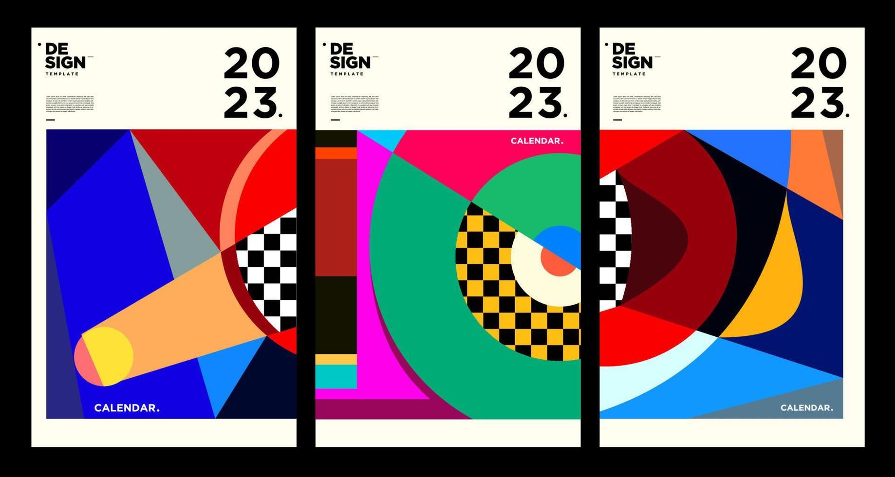 neujahr 2023 kalender design vorlage mit geometrischen bunten abstrakten. Vektor-Kalender-Design. vektor