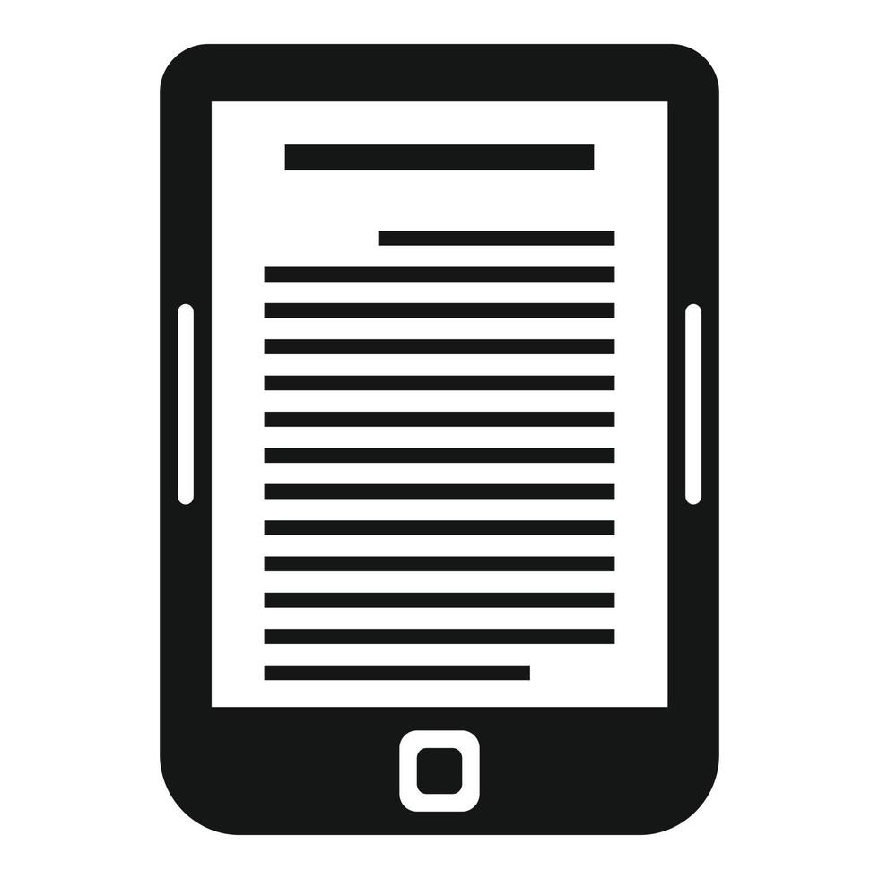 E-Book-Reader-Symbol, einfacher Stil vektor