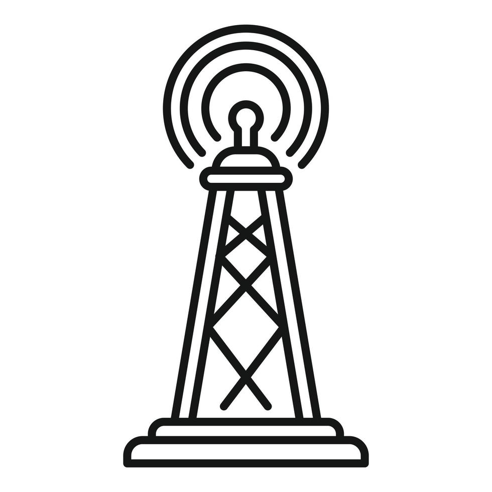 gsm strålning torn ikon, översikt stil vektor