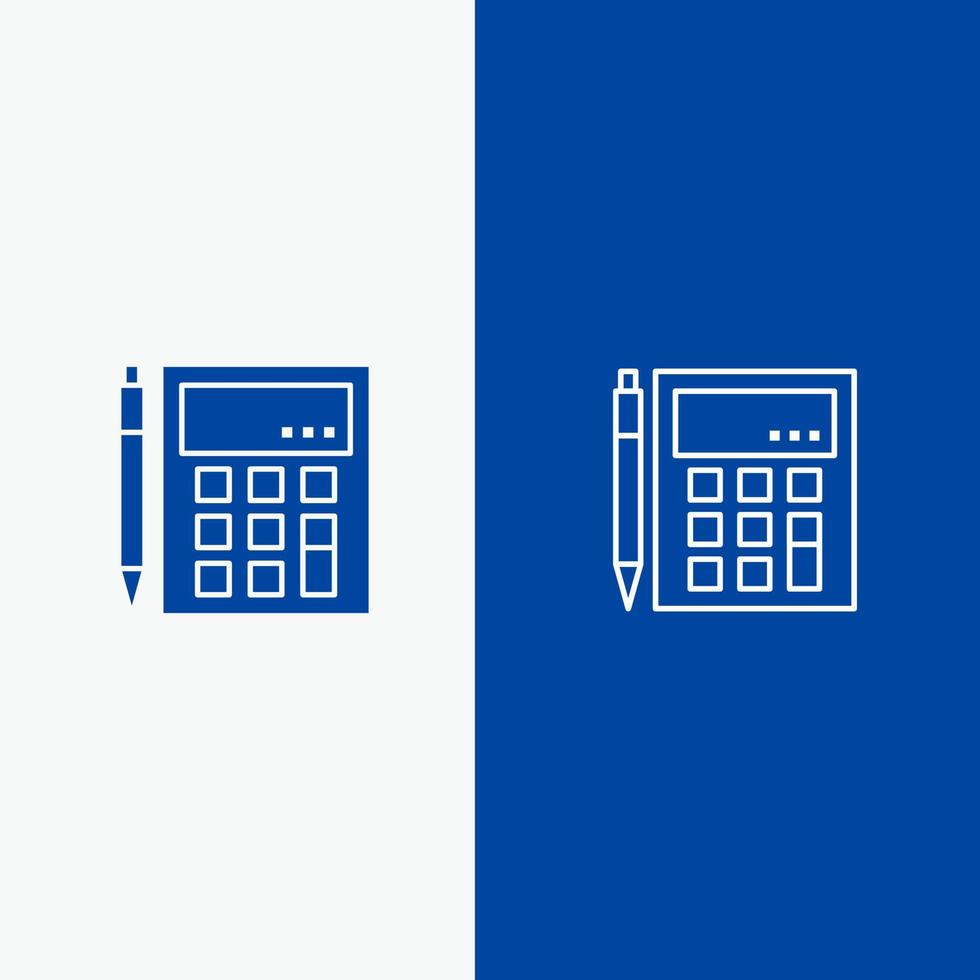 Buchhaltungskonto berechnen Berechnungsrechner Finanzmathematik Linie und Glyphe solides Symbol blaues Banner Linie und Glyphe solides Symbol blaues Banner vektor