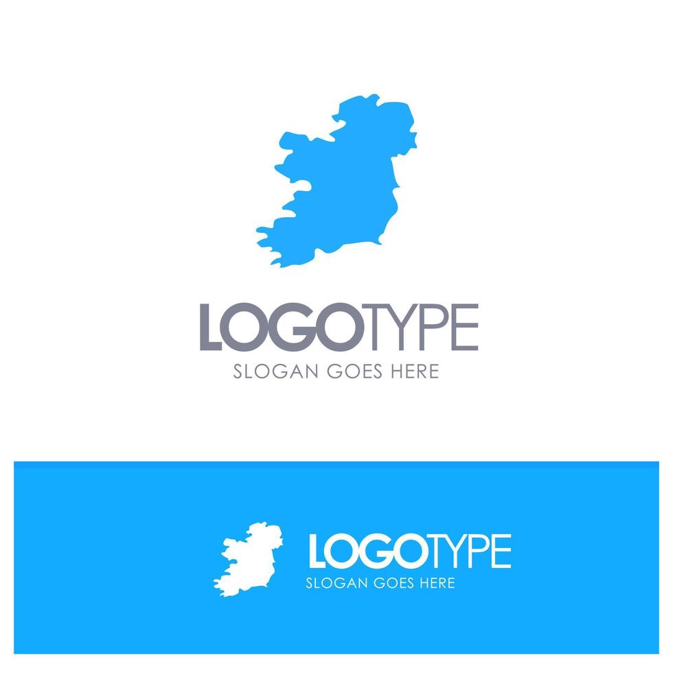 värld Karta irland blå fast logotyp med plats för Tagline vektor