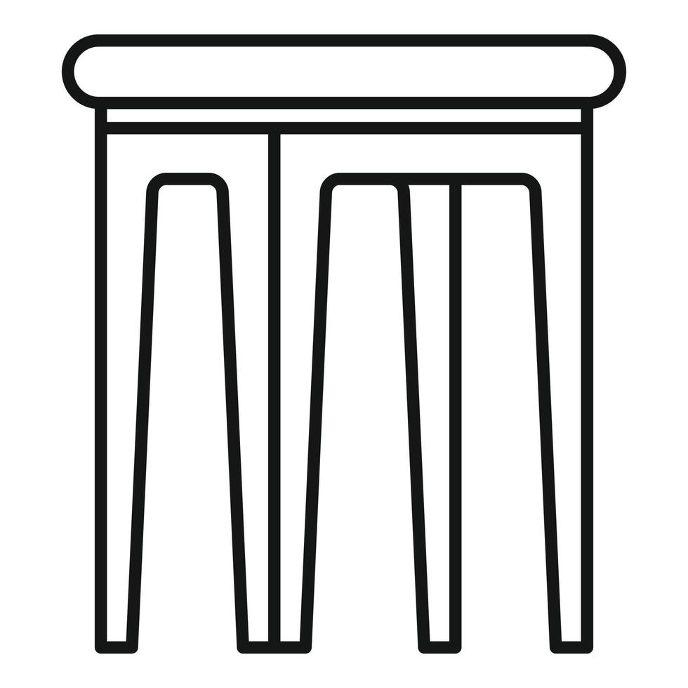 Ikone des rückenfreien Stuhls aus Kunststoff für Kinder, Umrissstil vektor