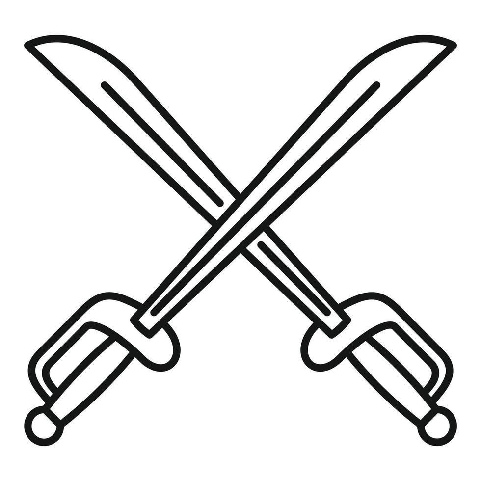 krigare korsade svärd ikon, översikt stil vektor