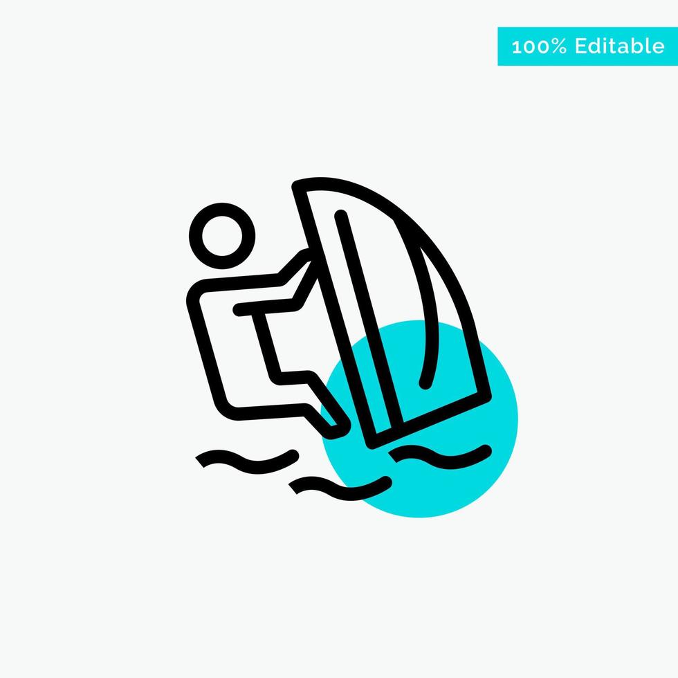 Surfer surfen Wasser Wind Sport türkis Highlight Kreis Punkt Vektor Icon