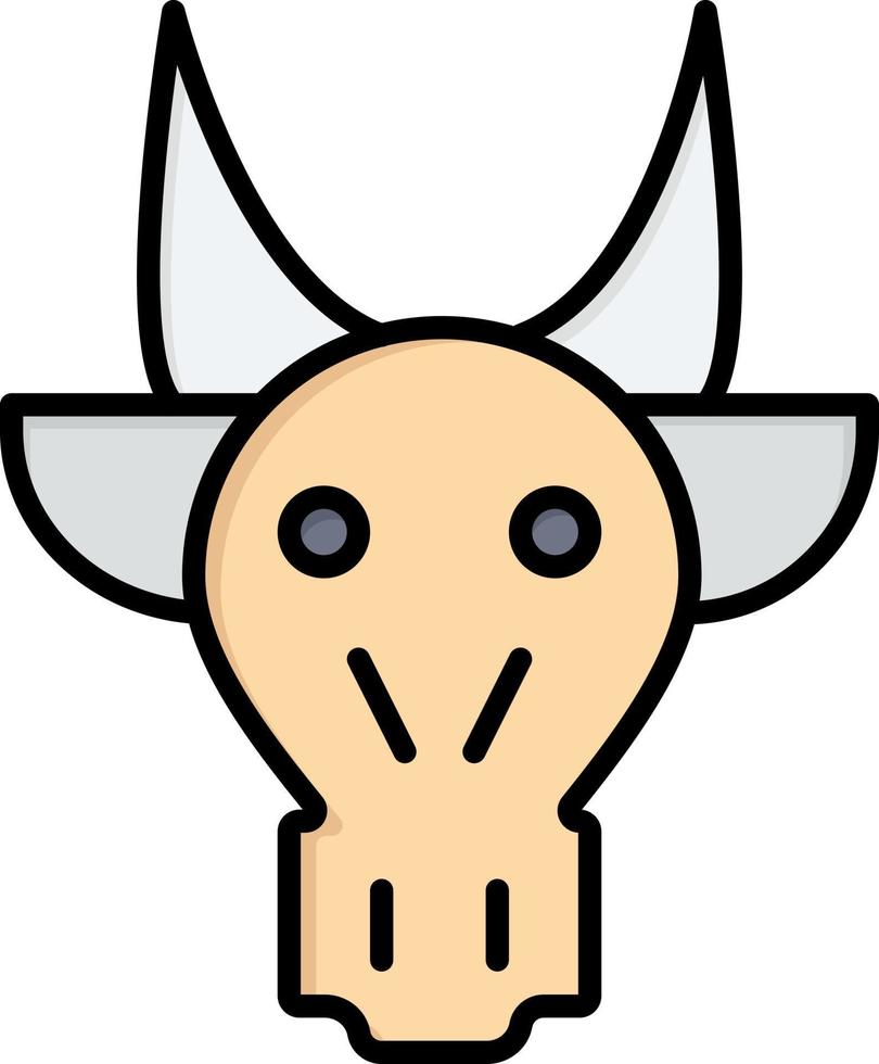 Verzierung Tiere Stier indischer Schädel flache Farbe Symbol Vektor Symbol Banner Vorlage