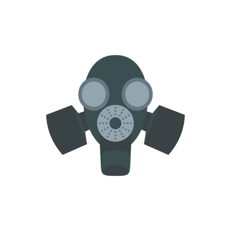 svart gas mask ikon, platt stil vektor