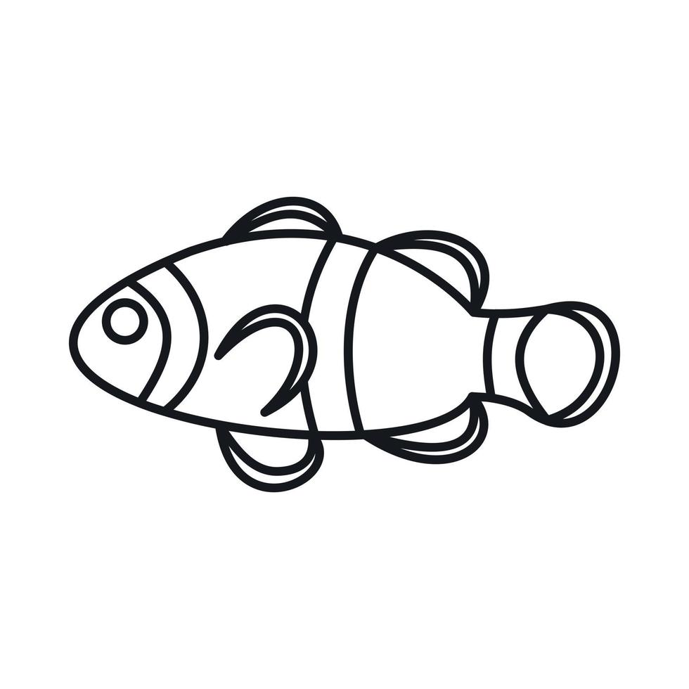 söt clown fisk ikon, översikt stil vektor