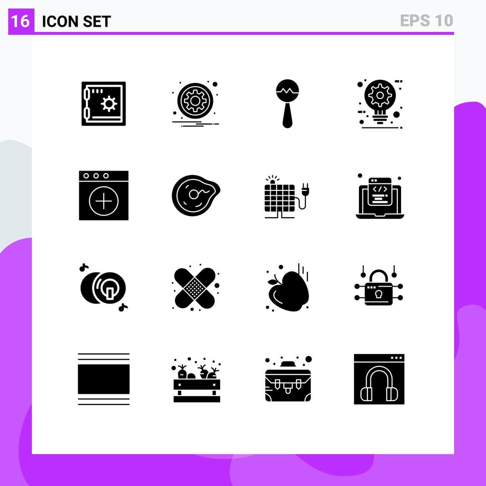 redigerbar vektor linje packa av 16 enkel fast glyfer av mac aning instrument design konstruktion redigerbar vektor design element