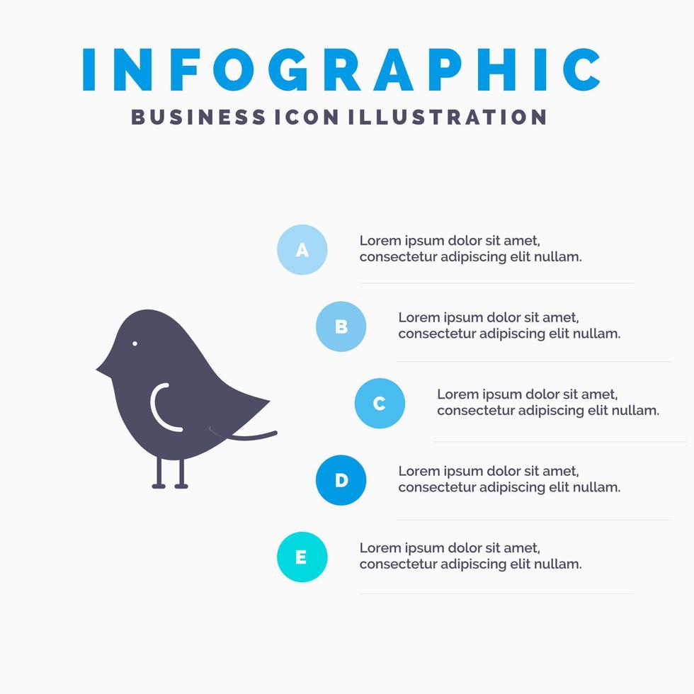 fågel påsk natur fast ikon infographics 5 steg presentation bakgrund vektor