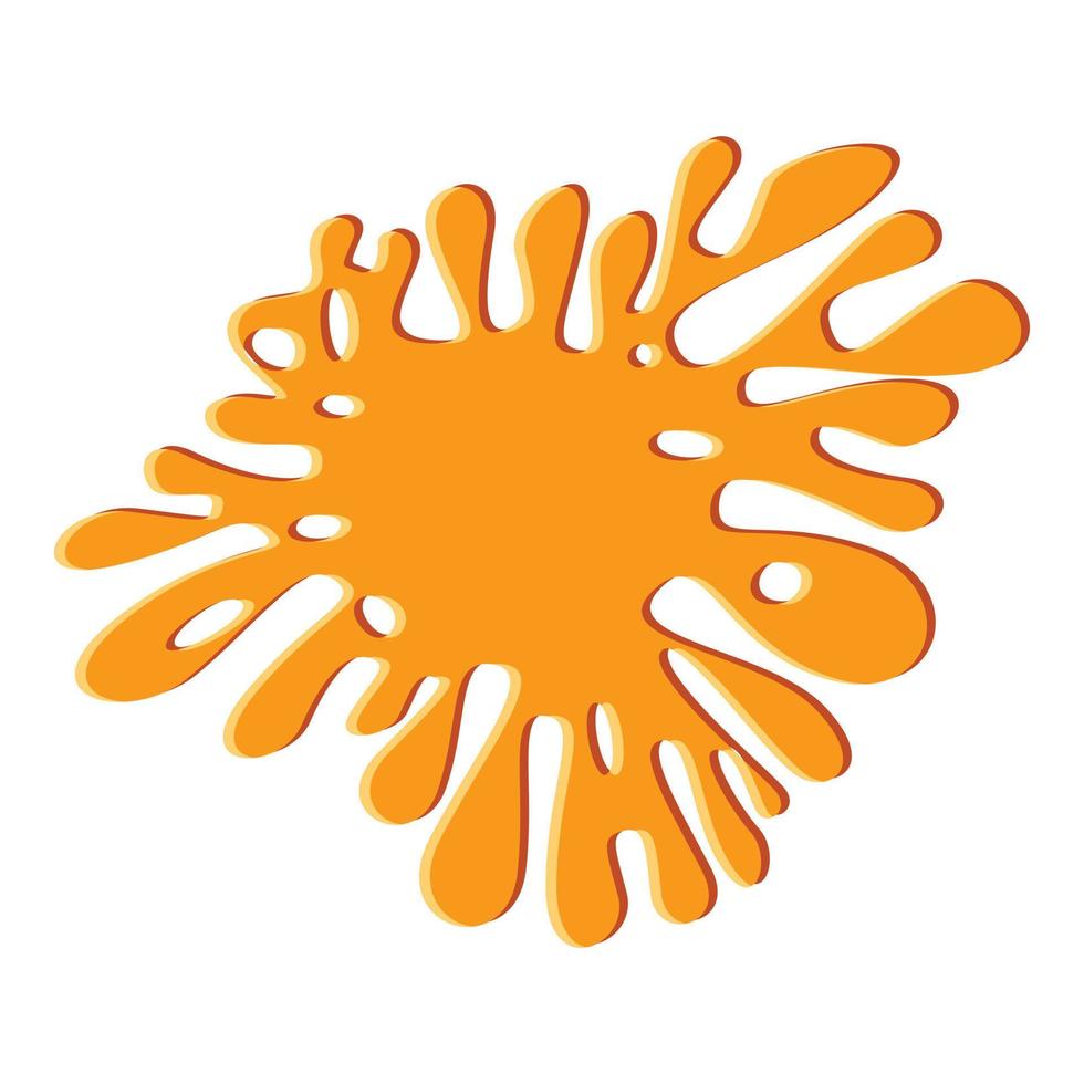 Orangefarbenes Kaugummi-Splash-Symbol im Cartoon-Stil vektor