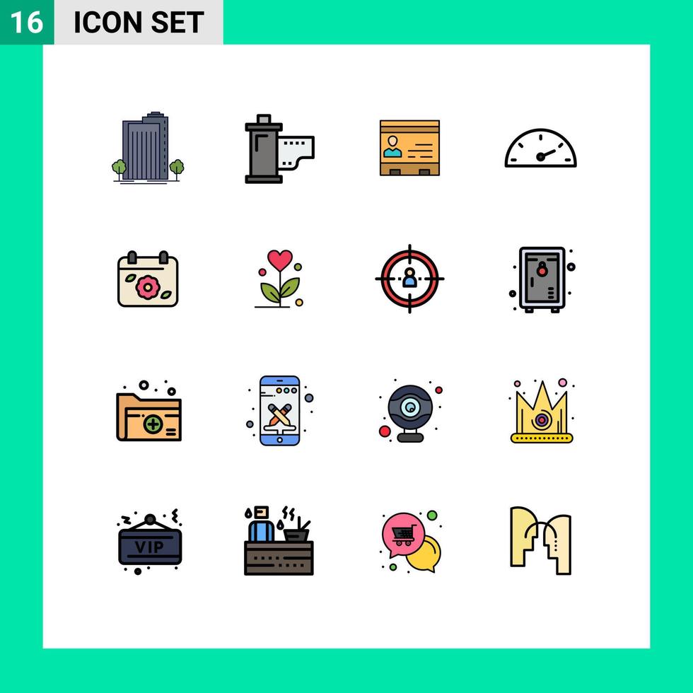 satz von 16 modernen ui symbolen symbole zeichen für messer menschen hollywood bürokarten editierbare kreative vektordesignelemente vektor