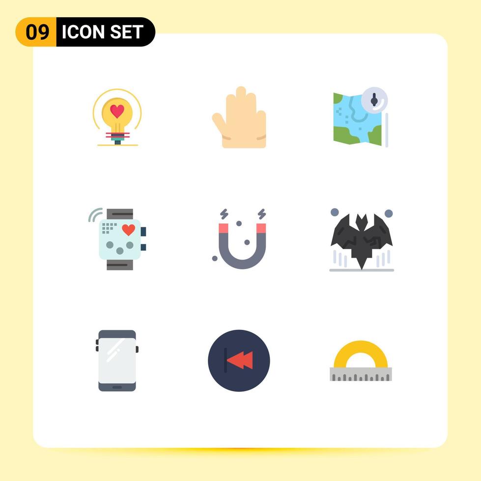 universell ikon symboler grupp av 9 modern platt färger av utbildning hjärtslag Google kondition aktivitet redigerbar vektor design element