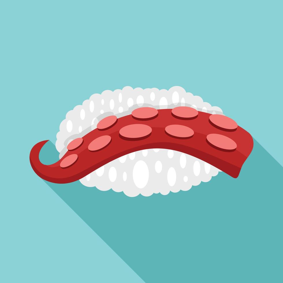 bläckfisk sushi ikon, platt stil vektor