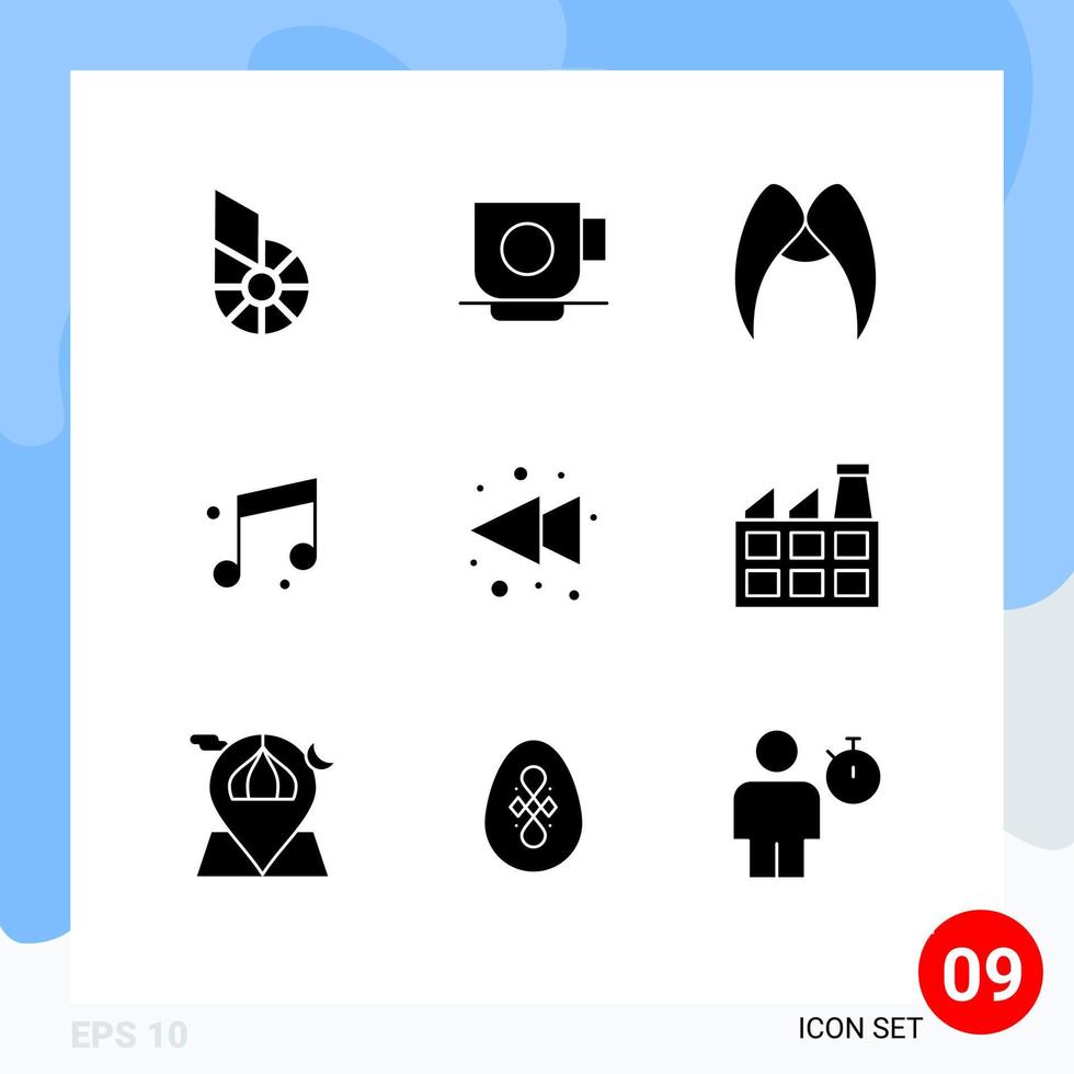 uppsättning av 9 modern ui ikoner symboler tecken för vänster ljud mustasch musik män redigerbar vektor design element